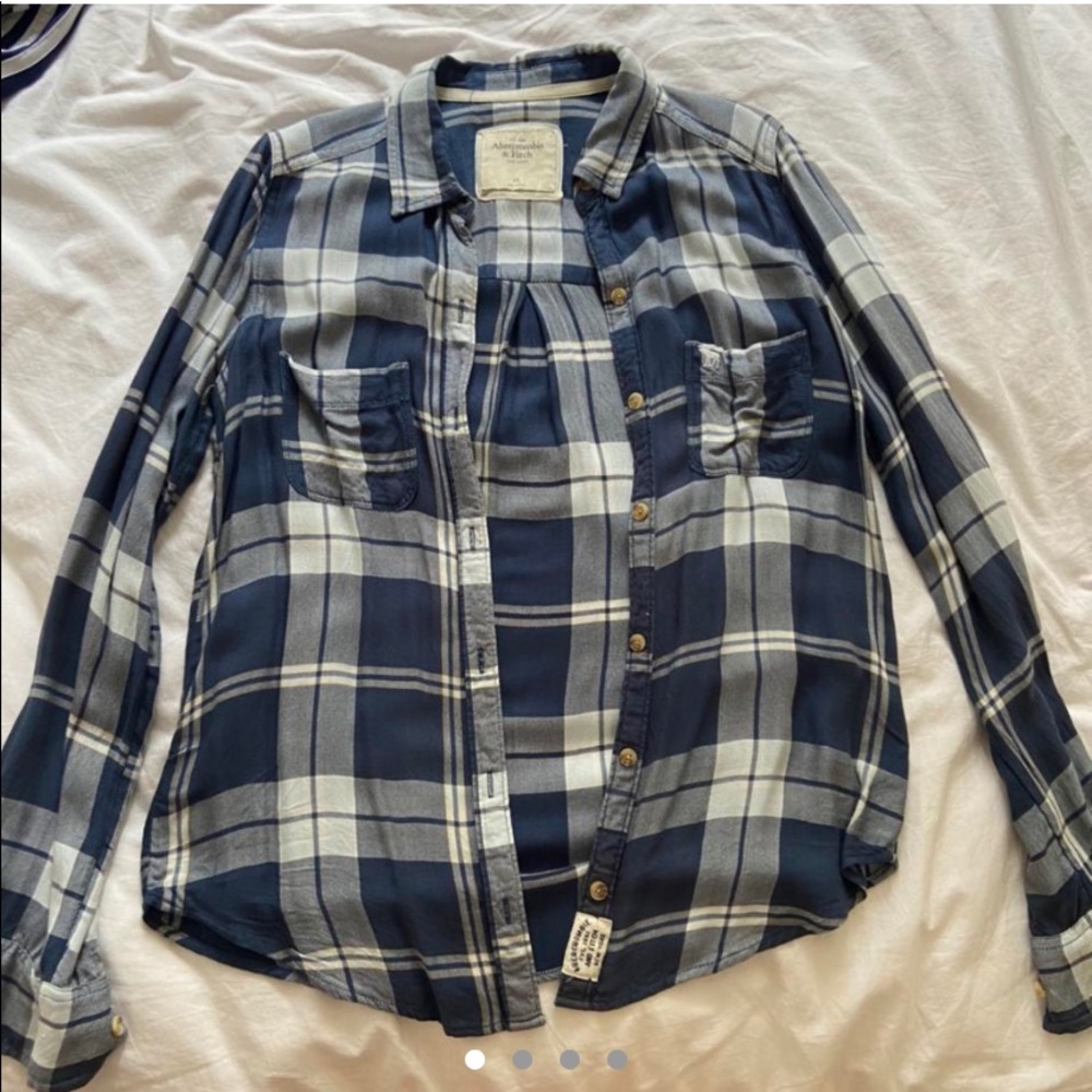 Navy and white plaid flannel